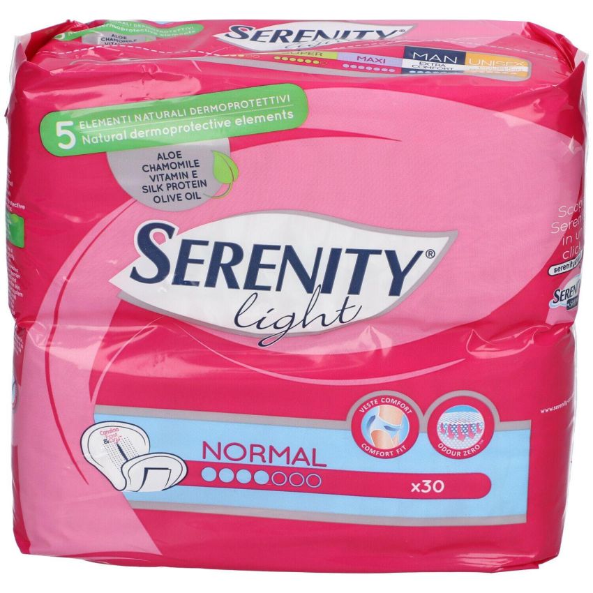 Serenity Light Pannolini per Incontinenza di Taglia Normale, Pacco da 30 Pezzi