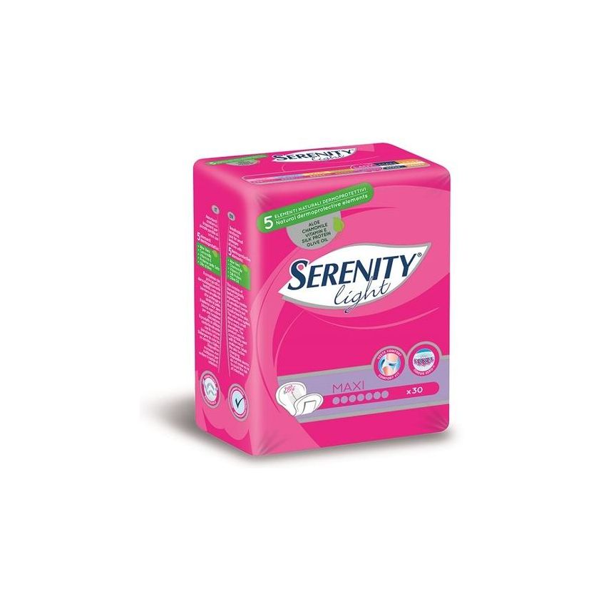 Serenity Light Maxi Pads for Women, 30 Pieces