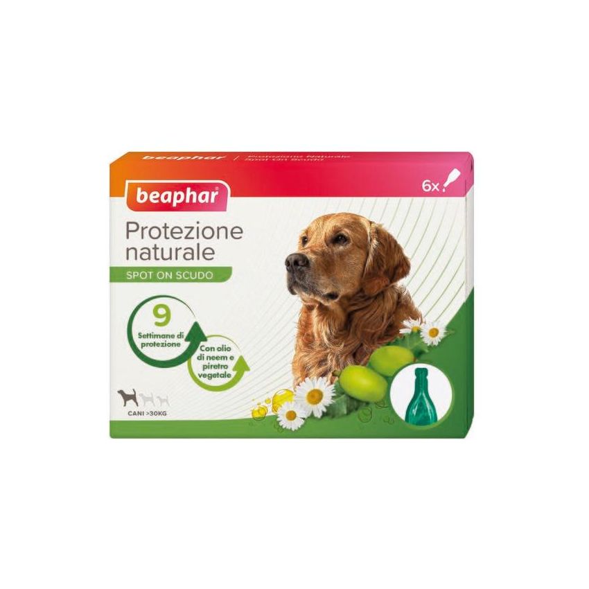 Beaphar Spot On Antiparassitario Naturale per Cani di Taglia Grande - 6 Pipette da 2ml