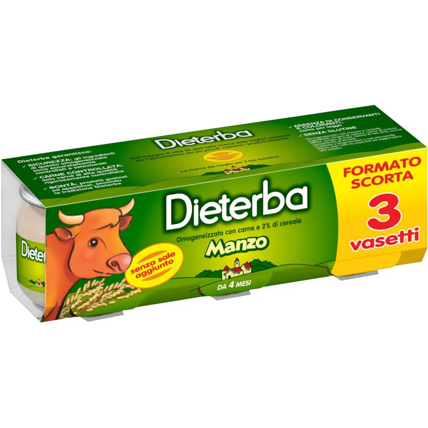 Omogeneizzato di Manzo Dieterba - Pacco da 3x80g