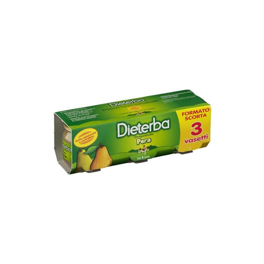 Dieterba Purea di Pera Omogeneizzata, Pacco da 3 x 80g