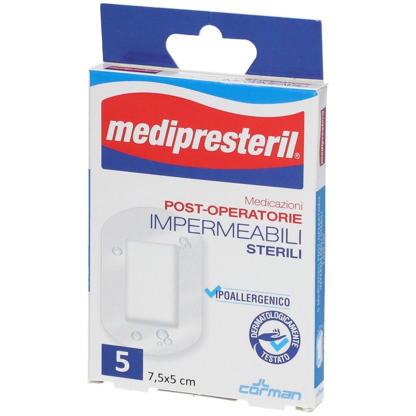 Medipresteril Medicazione Impermeabile Post-Operatoria 7,5x5cm - Pacco da 5 Pezzi