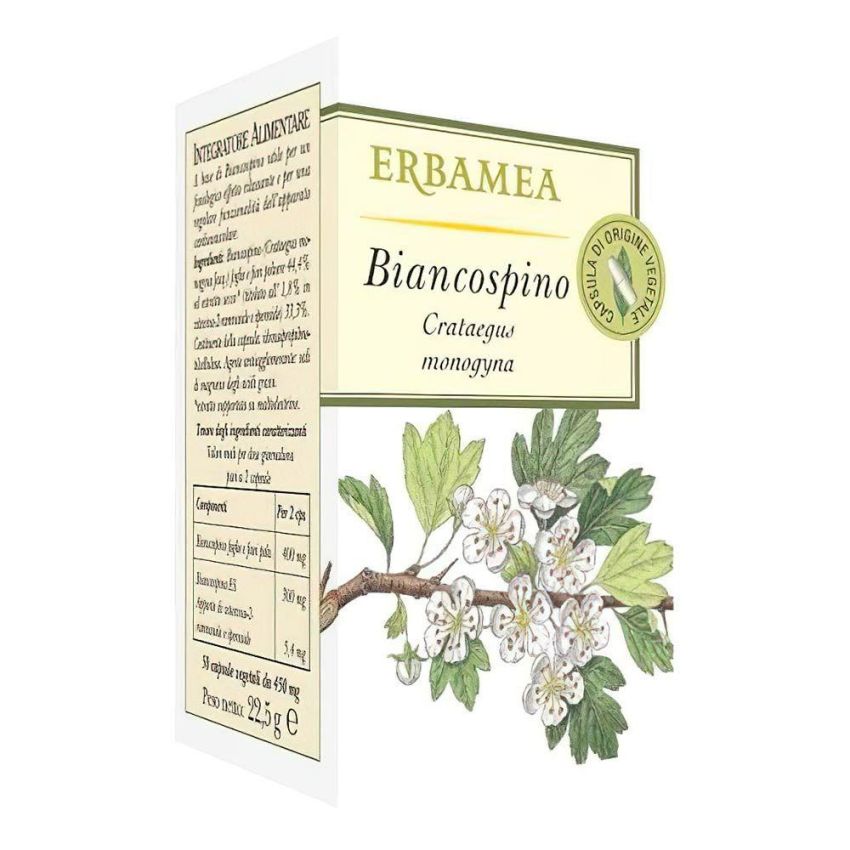 Erbamea Biancospino - Integratore Naturale in Capsule, 50 Pezzi