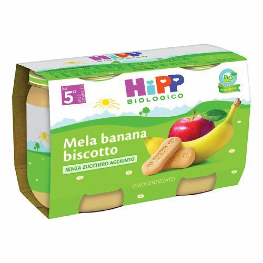 Hipp Bio - Omogeneizzato di Mela, Banana e Biscotto 2x125g