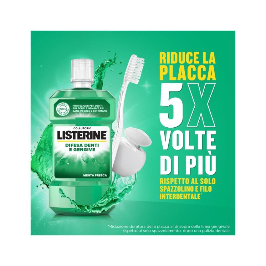 Listerine Collutorio 500ml per Difesa di Denti e Gengive