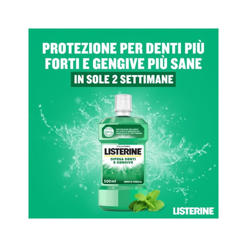 Listerine Collutorio 500ml per Difesa di Denti e Gengive