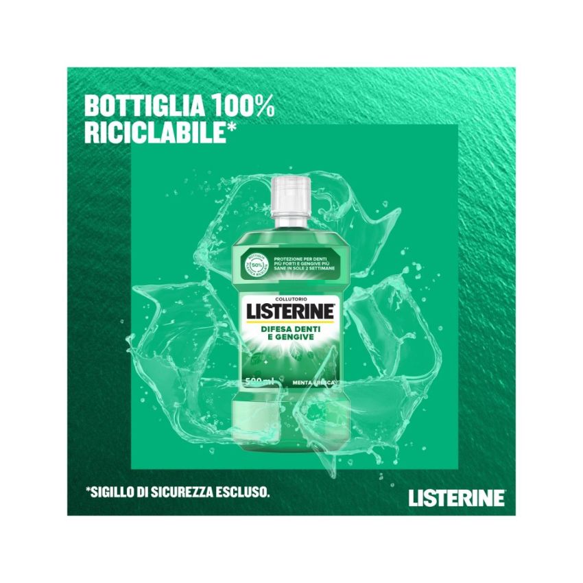 Listerine Collutorio 500ml per Difesa di Denti e Gengive