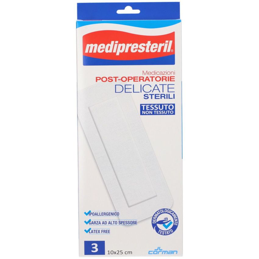 Medipresteril Medicazione Sterile Delicata Post-Operatoria 10x25cm 3 Pezzi