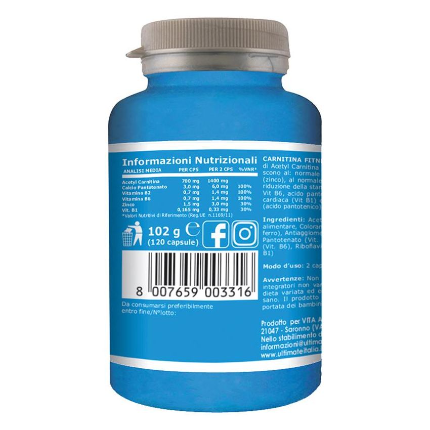 Optimal Fitness Carnitina 120 Capsule Supplement