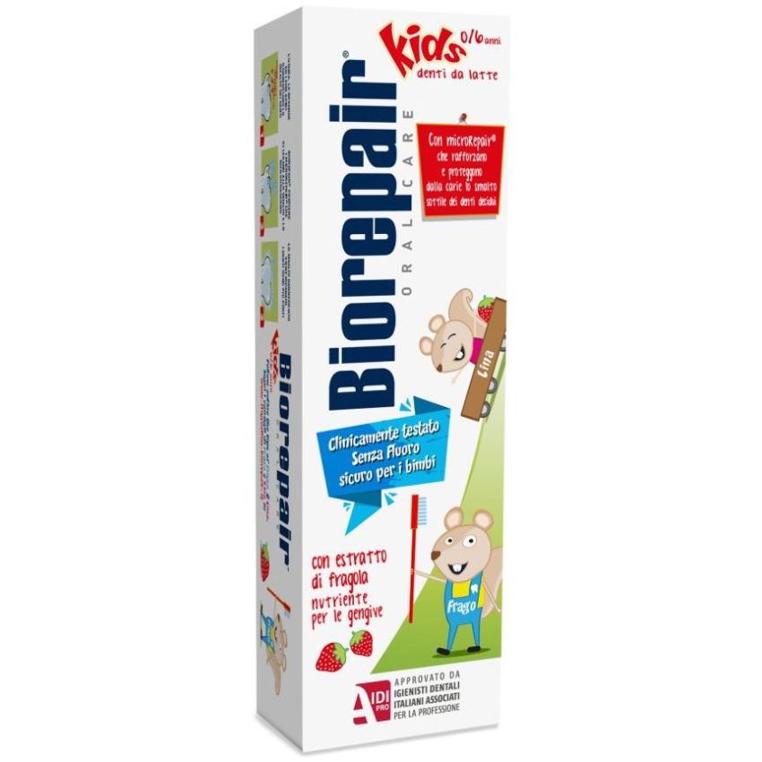 Biorepair Toothpaste Junior Topo Gigio 0-6 Anni, Sapore Fragola, 50ml