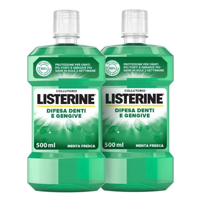 Listerine Difesa Avanzata per Denti e Gengive, Collutorio, Confezione Doppia da 500ml