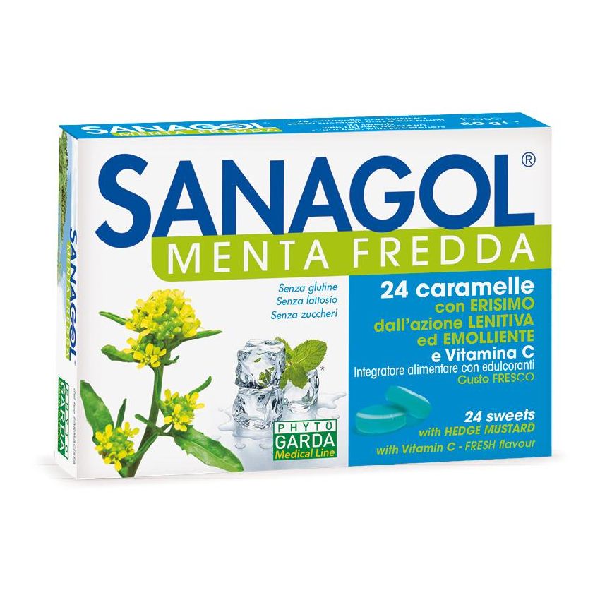 Sanagol Caramelle alla Menta Fredda - Confezione da 24 Pezzi
