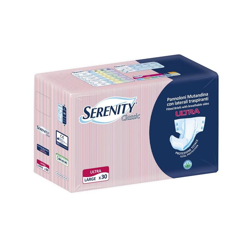 Pannolone Serenity Classic Ultra con Aloe, Stile Mutandina, Taglia Large - Pacco da 30 Pezzi