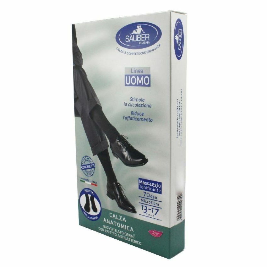 Calze Nere per Uomo Sauber Q-Skin 70 Denari - Taglia Grande