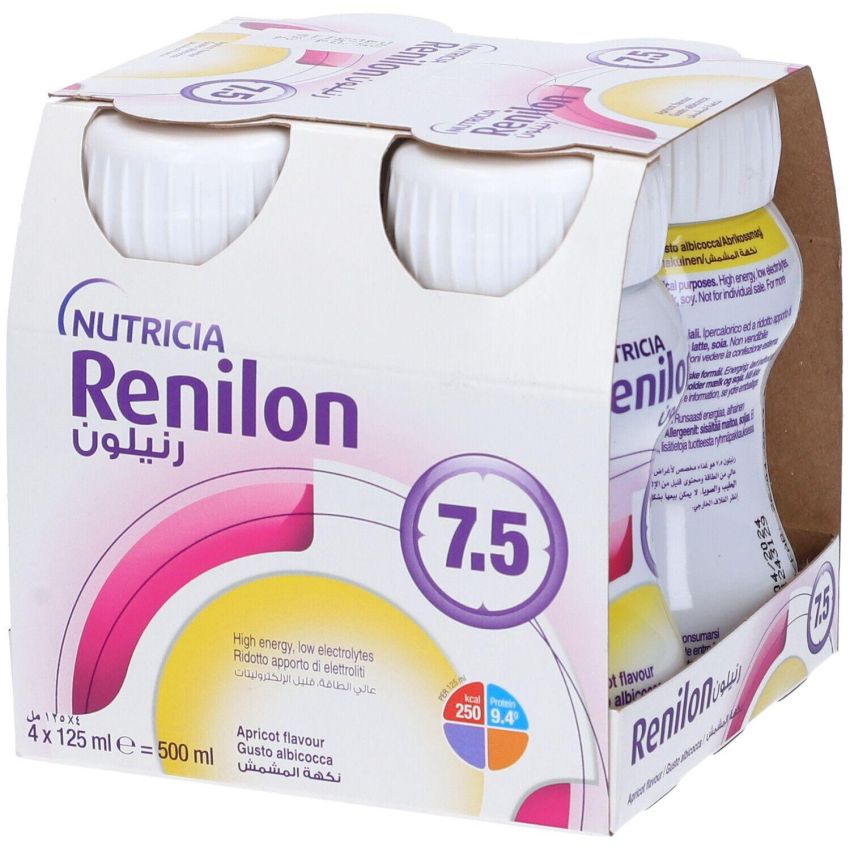 Danone Renilon 7.5 - Albicocca, Confezione da 4x125ml