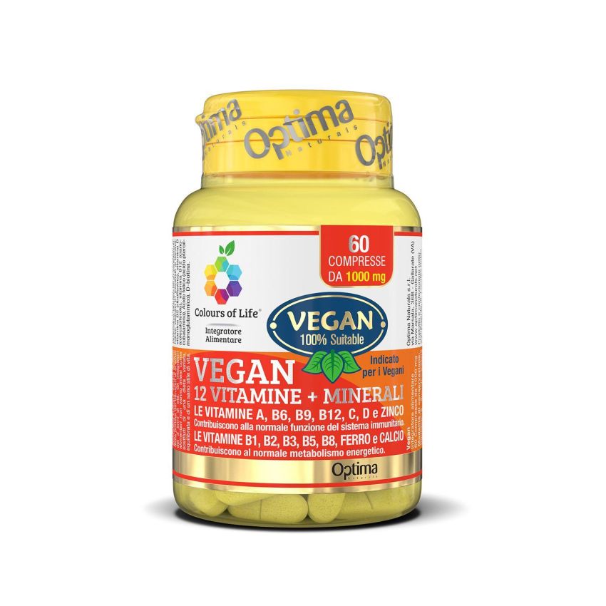 Colours Of Life - Complesso di 12 Vitamine e 3 Minerali Vegano - 60 Compresse