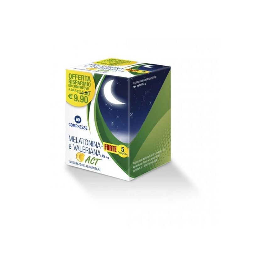 Melatonina Act Forte 1mg con Complesso Valeriana - 60 Compresse