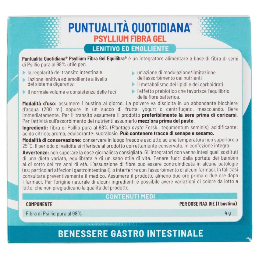 Equilibra Psyllium - Bustine di Fibra-Gel per Equilibrio Intestinale, 20 bustine