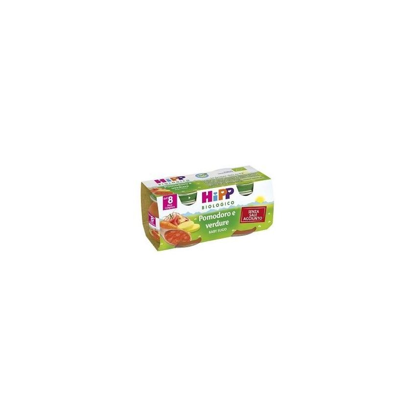 Omogeneizzato Bio Hipp con Sugo di Pomodoro e Verdure per Bambini dai 8 mesi, Confezione da 2 x 80g
