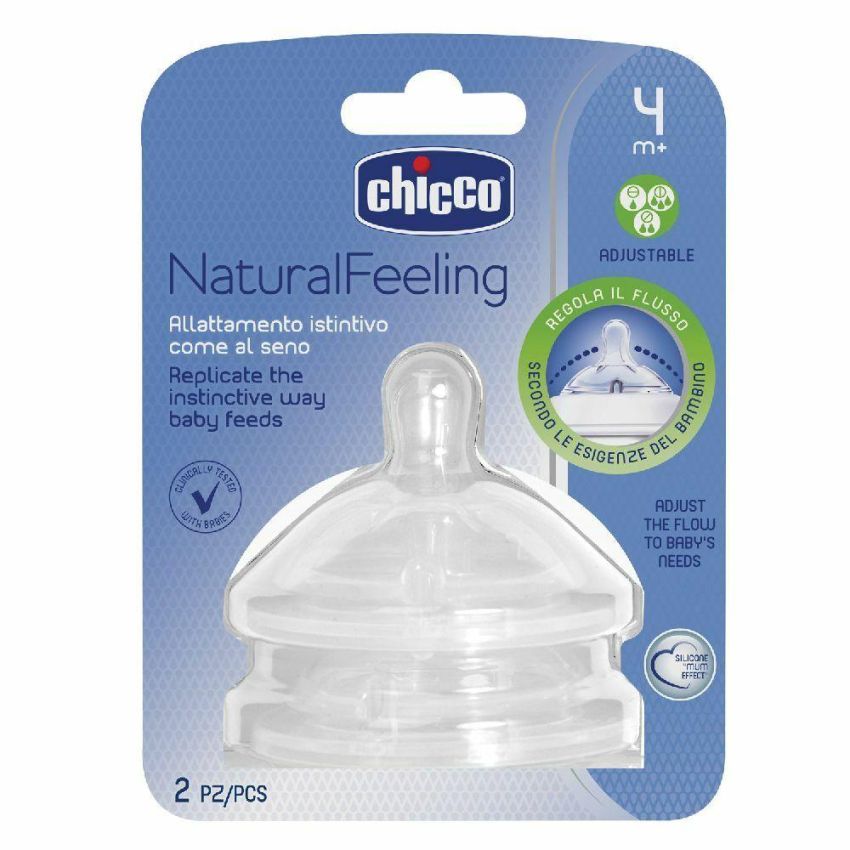 Chicco Natural Feeling Tettarella 4m+ con Flusso Regolabile - Pacco da 2 Pezzi