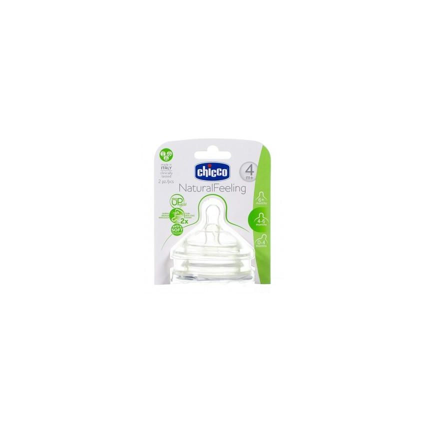 Chicco Natural Feeling Tettarella 4m+ con Flusso Regolabile - Pacco da 2 Pezzi