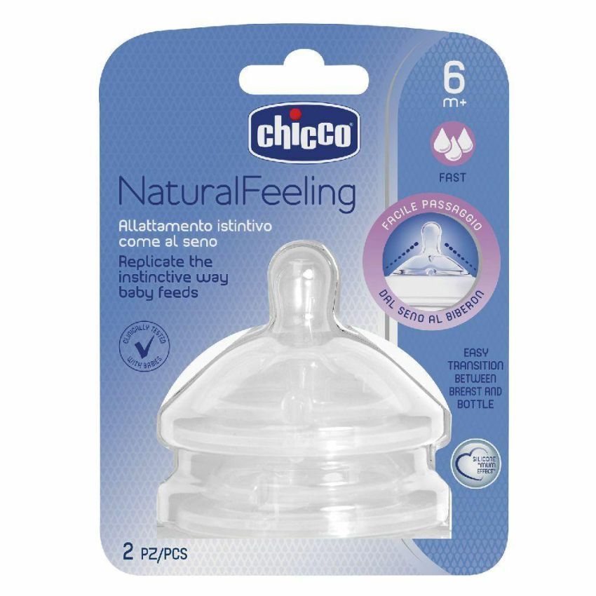 Chicco Natural Feeling Tettarella 6+ Mesi, Flusso Veloce, Set da 2 Pezzi