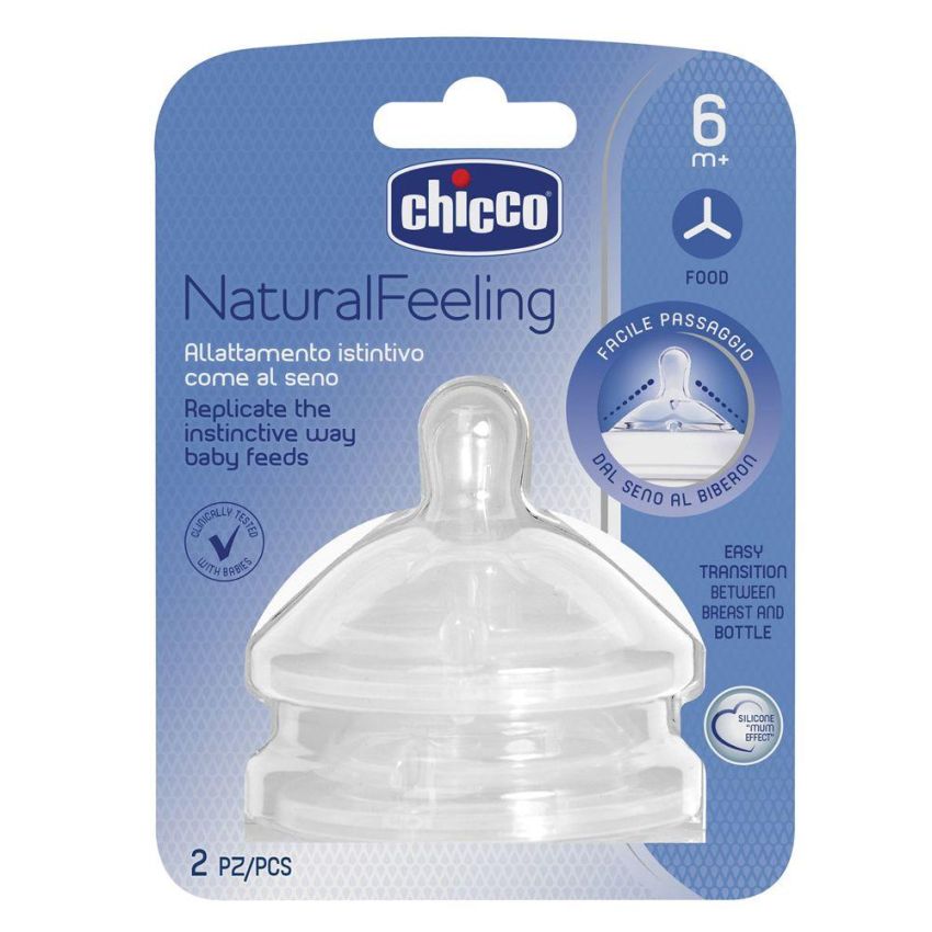 Chicco Natural Feeling Tettarella Flusso Pappa 6+ Mesi - Confezione da 2 Pezzi