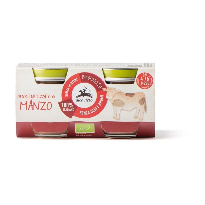 Omogeneizzato Biologico al Manzo per Bambini da 4-6 Mesi, 2x80g