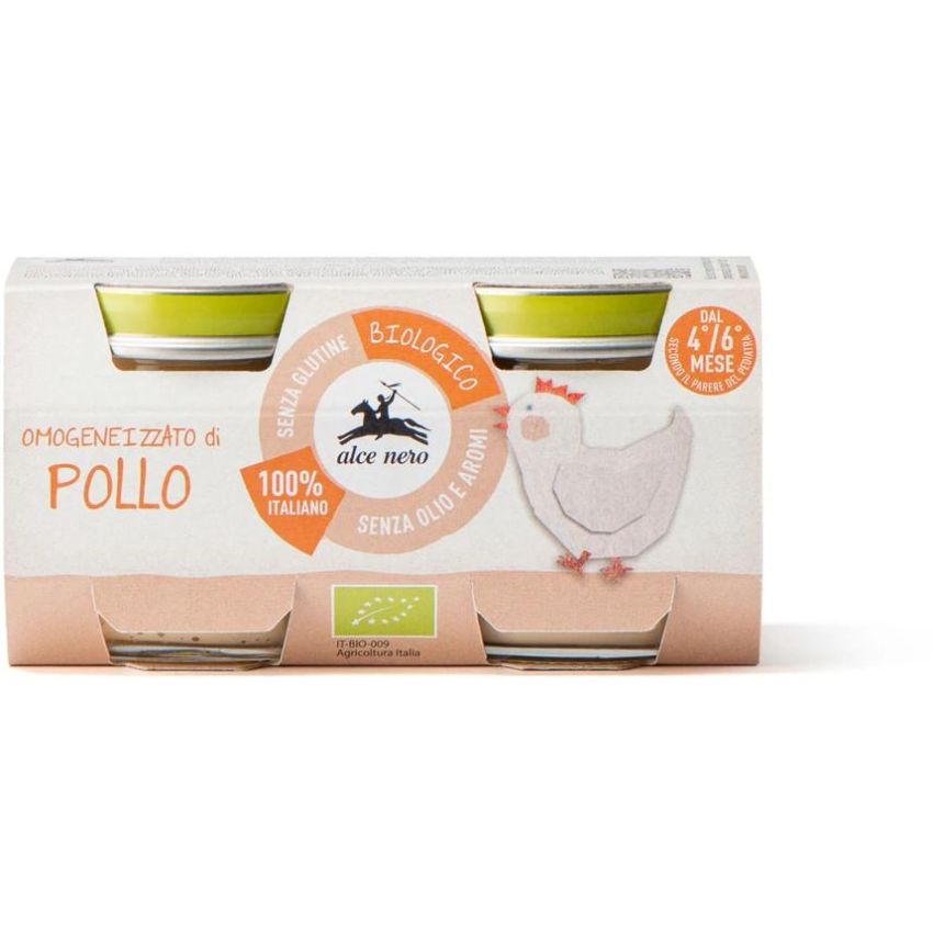 Omogeneizzato Biologico al Pollo per Bambini da 4-6 Mesi, Confezione da 2 x 80g