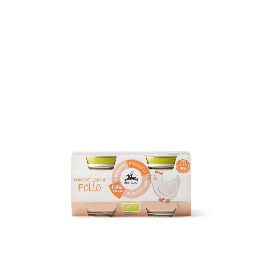 Omogeneizzato Biologico al Pollo per Bambini da 4-6 Mesi, Confezione da 2 x 80g