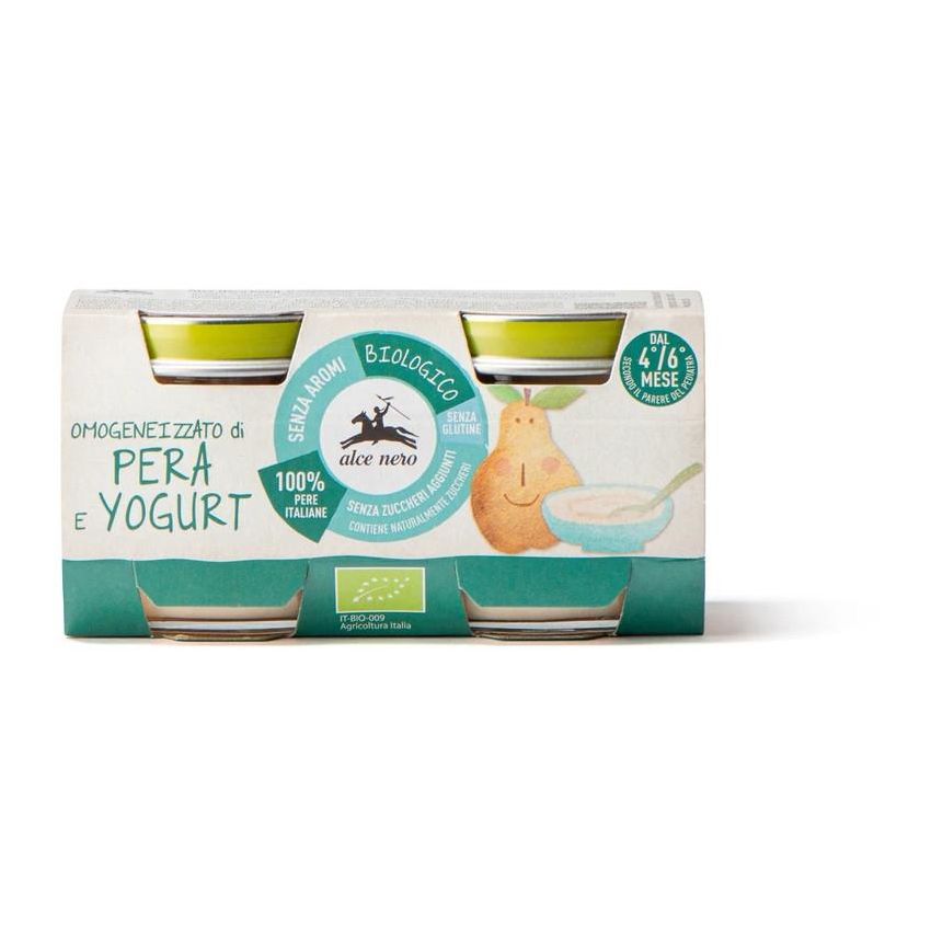 Omogeneizzato Biologico di Pera e Yogurt per Bambini 4-6 Mesi - 2x80g