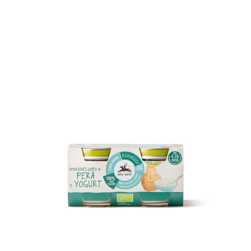 Omogeneizzato Biologico di Pera e Yogurt per Bambini 4-6 Mesi - 2x80g