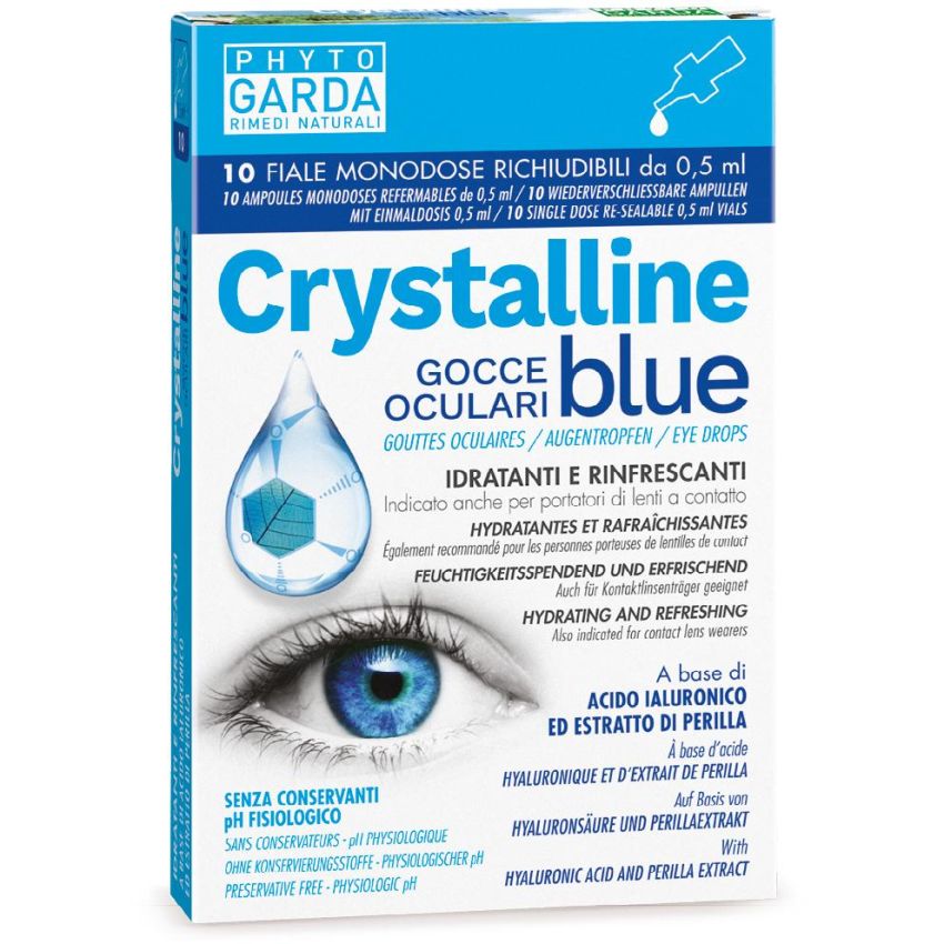 Crystalline Blue: Fiale Gocce Oculari da 0,5ml, Confezione da 10 Pezzi
