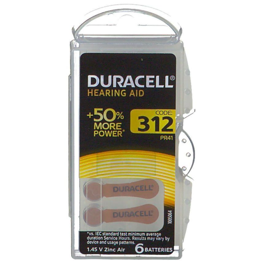 Batterie Duracell Easy Tab 312 Marrone per Apparecchi Acustici
