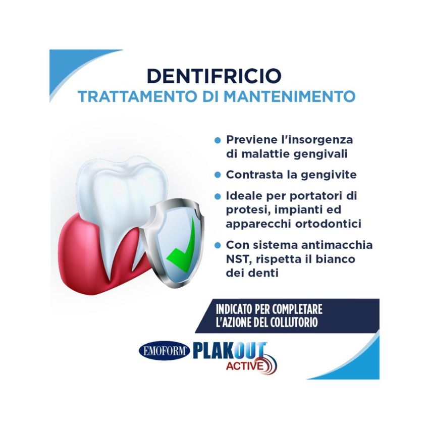 Dentifricio Plakout Active con 0,12% Fluoro