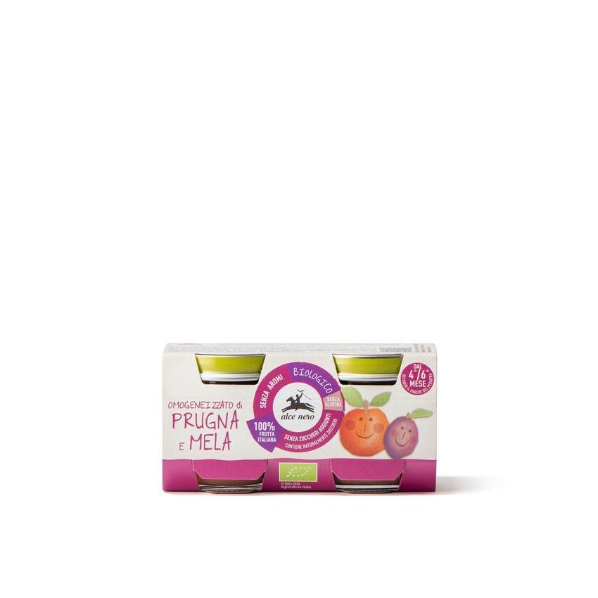 Alce Nero Baby Omogeneizzato di Prugna e Mela - Pacco doppio da 80g