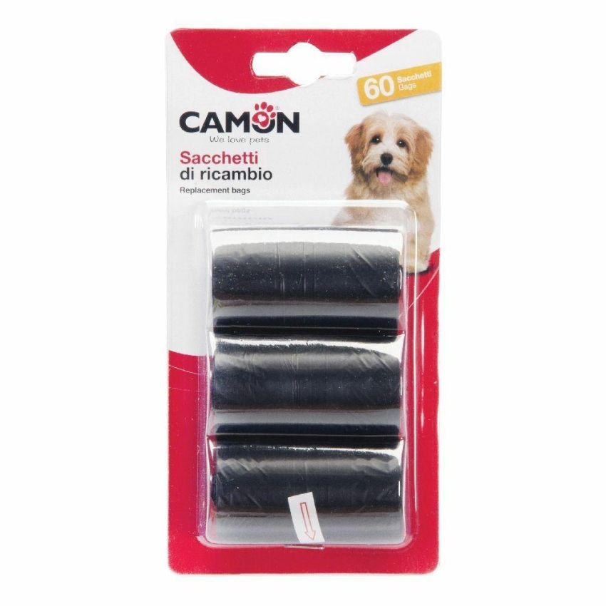 Camon Sacchetti Igienici Neri per Cane - Confezione da 60 Pezzi