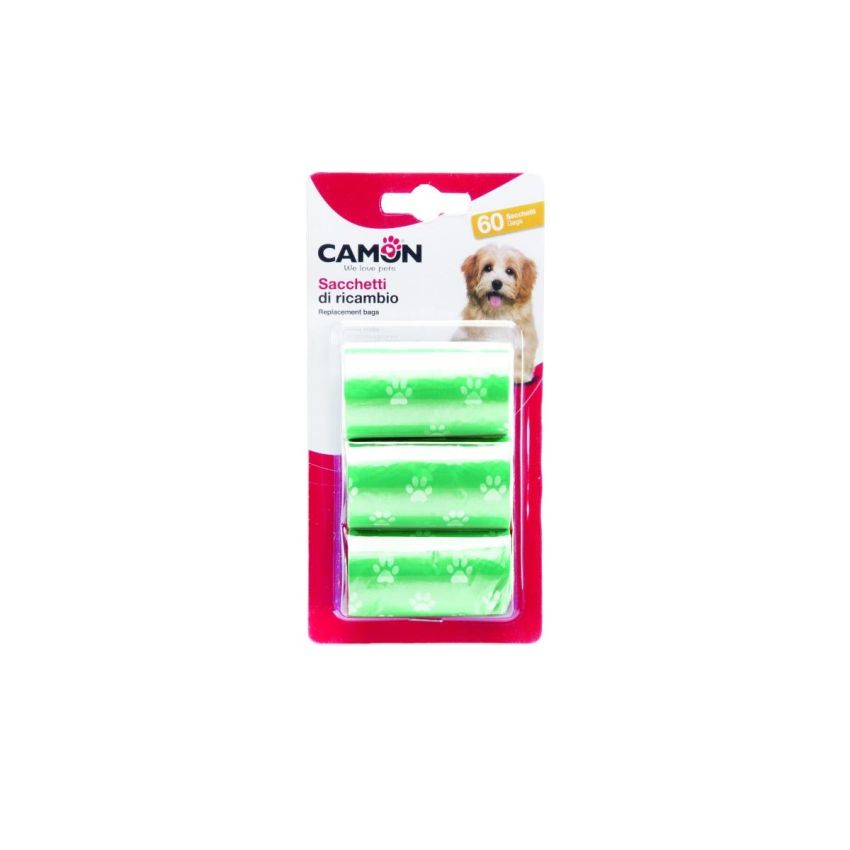 Camon Sacchetti Igienici Colorati per Animali, Pacco da 3x20 Pezzi