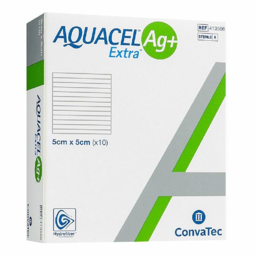 Medicazione Avanzata Aquacel Ag+ Extra - Set da 10 Pezzi 5x5cm