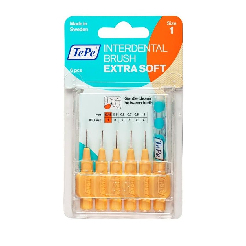 TePe Extra Soft Scovolino Arancio ISO 1 - Pacchetto da 6 Pezzi