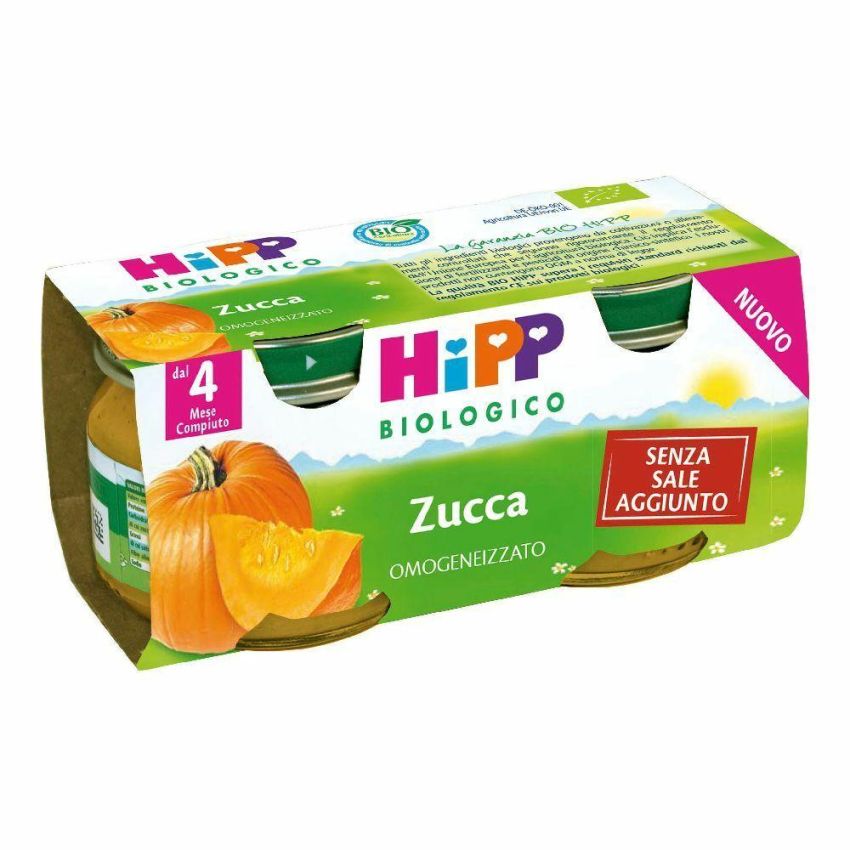 Hipp Bio Omogenizzato di Zucca Biologica per Bambini da 4 Mesi in su, 2x80g
