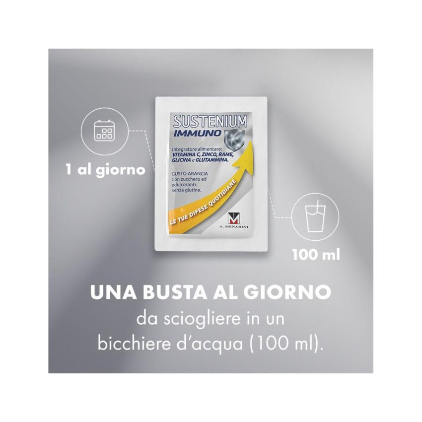 Sustenium Immuno Energy - Bustine per il Rafforzamento dell'Immunità, Confezione da 14