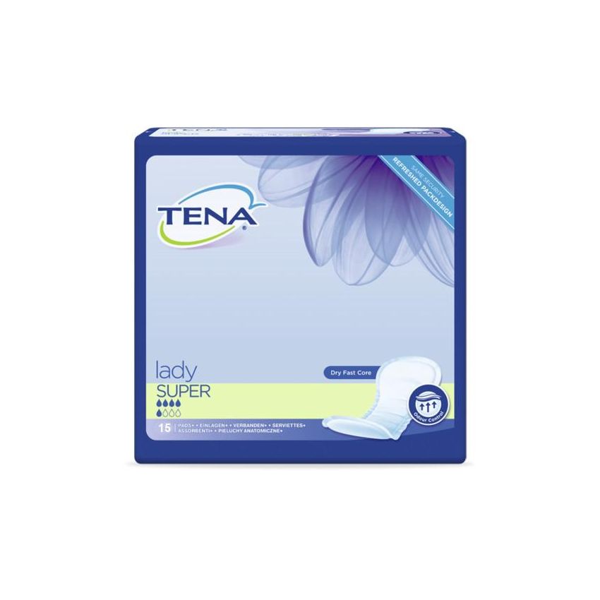 Tena Lady Super - Pacchetto da 15 Assorbenti per Incontinenza Femminile