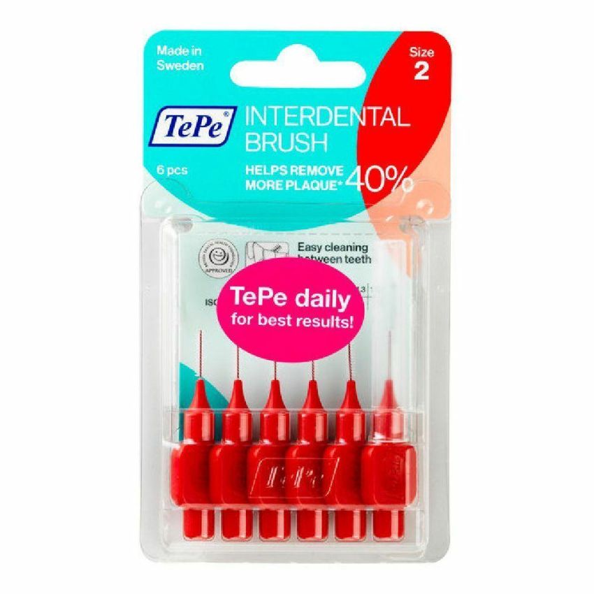 TePe ISO 2 Scovolini Dentali, Colore Rosso, Pacco da 6 Pezzi