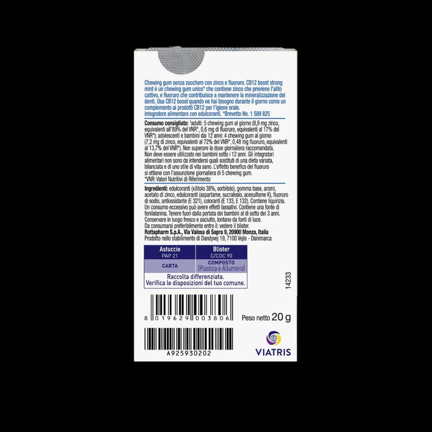 CB12 Boost - Pacco da 10 Pezzi di Chewing-Gum Rinfrescanti