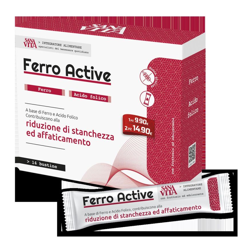 Sanavita Ferro Active - Integratore di Ferro in Bustine da 14