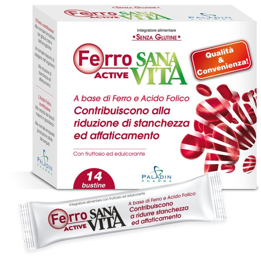 Sanavita Ferro Active - Integratore di Ferro in Bustine da 14