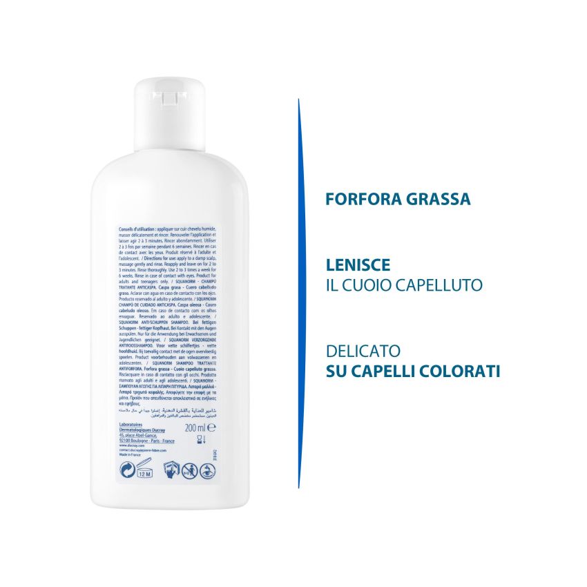 Ducray Squanorm Shampoo Antiforfora per Capelli Grassi 200ml