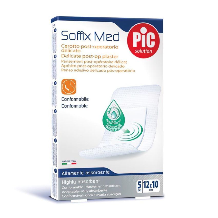 Pic Soffix Med Cerotti Antibatterici 10x12cm - Confezione da 5 Pezzi