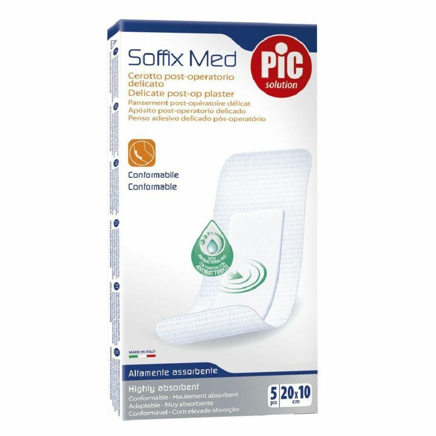 Pic Soffix Med - Cerotti Antibatterici 10x20cm - Pacco da 5 Pezzi